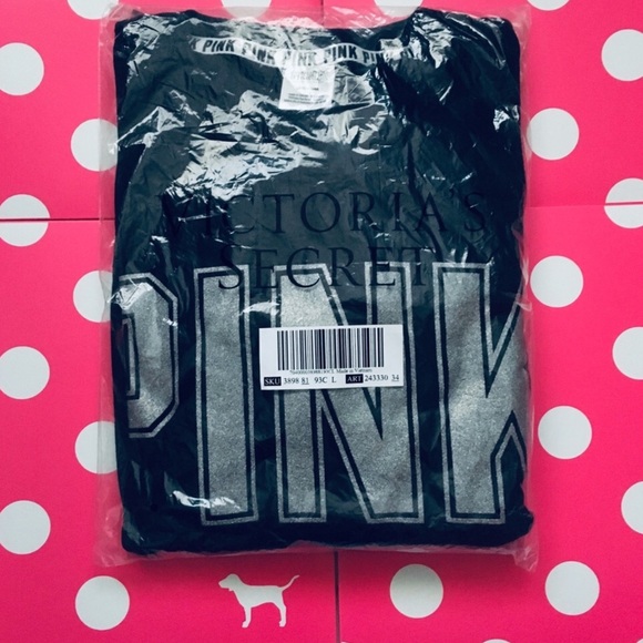 PINK VS Sequins Campus Crew Sweatshirt Top NWT - Picture 6 of 10